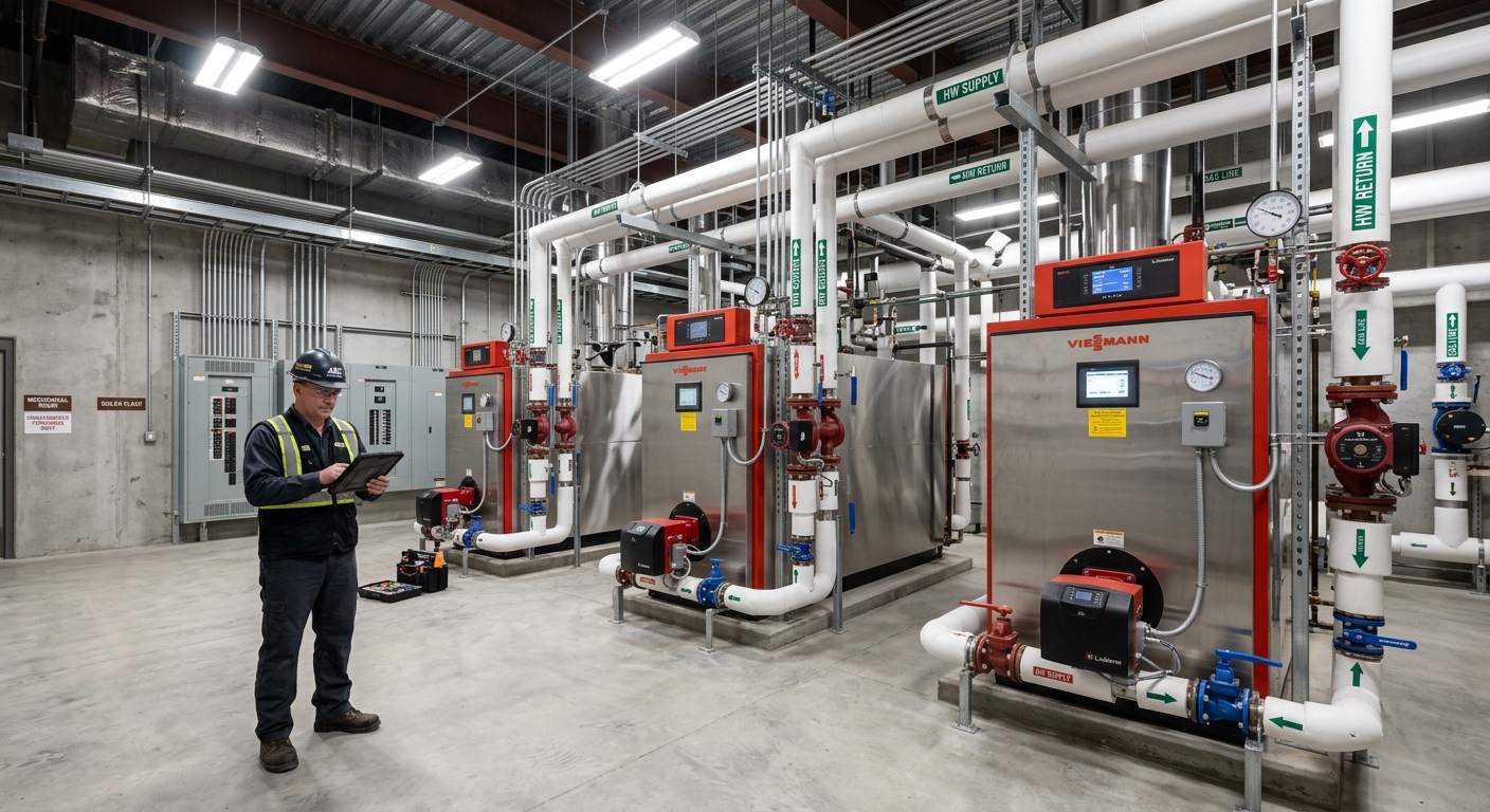 Commercial boiler room installation by Page Boiler